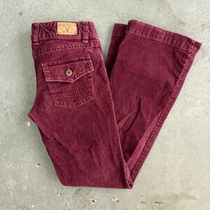 Vintage Y2K American Eagle Corduroy Burgandy Flated Pants size 6